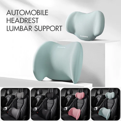 Car Seat Memory Foam Neck Headrest Lumbar Back Support Soft Cushion Auto Pillow