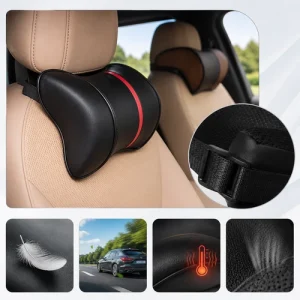 Memory Foam Car Headrest Pillow Adjustable PU Leather Neck Support Cushion Seat